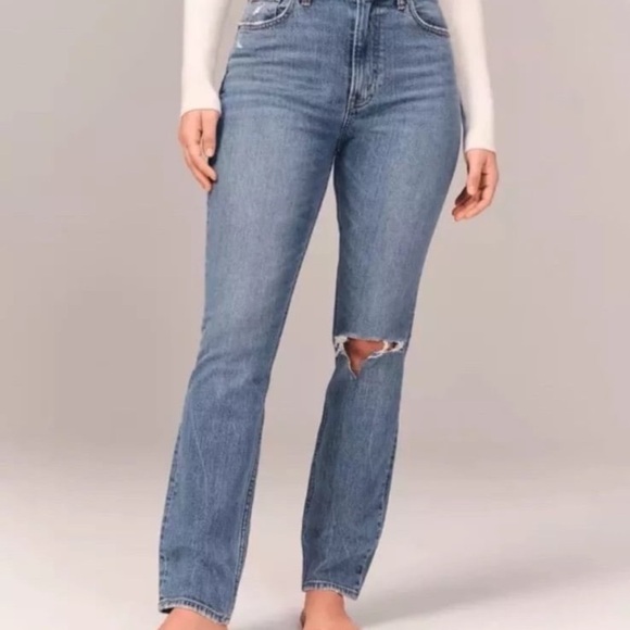 Abercrombie & Fitch Blue Straight Leg Jeans - Picture 1 of 6